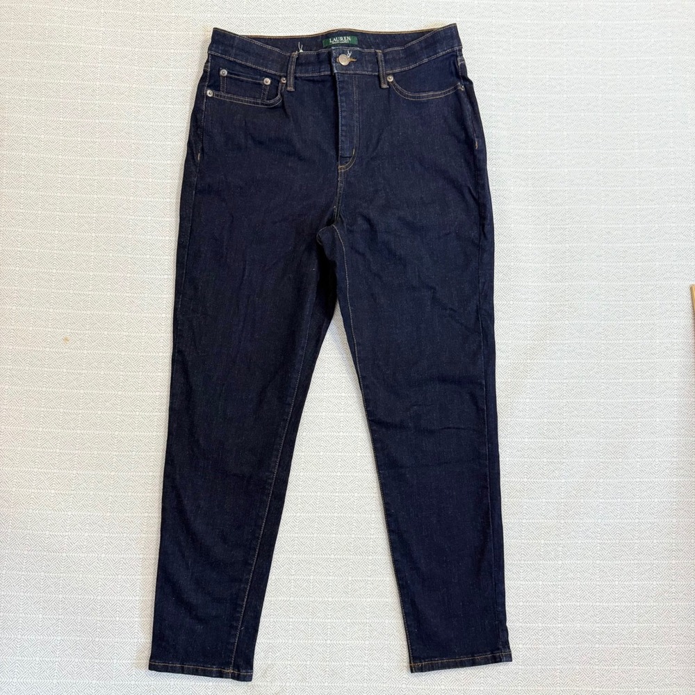 Lauren Ralph Lauren Womens High Rise Straight Leg Jeans Indigo Blue Size 12